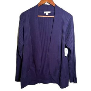 Coldwater Creek Purple Sweater Open Front Size XL NWT